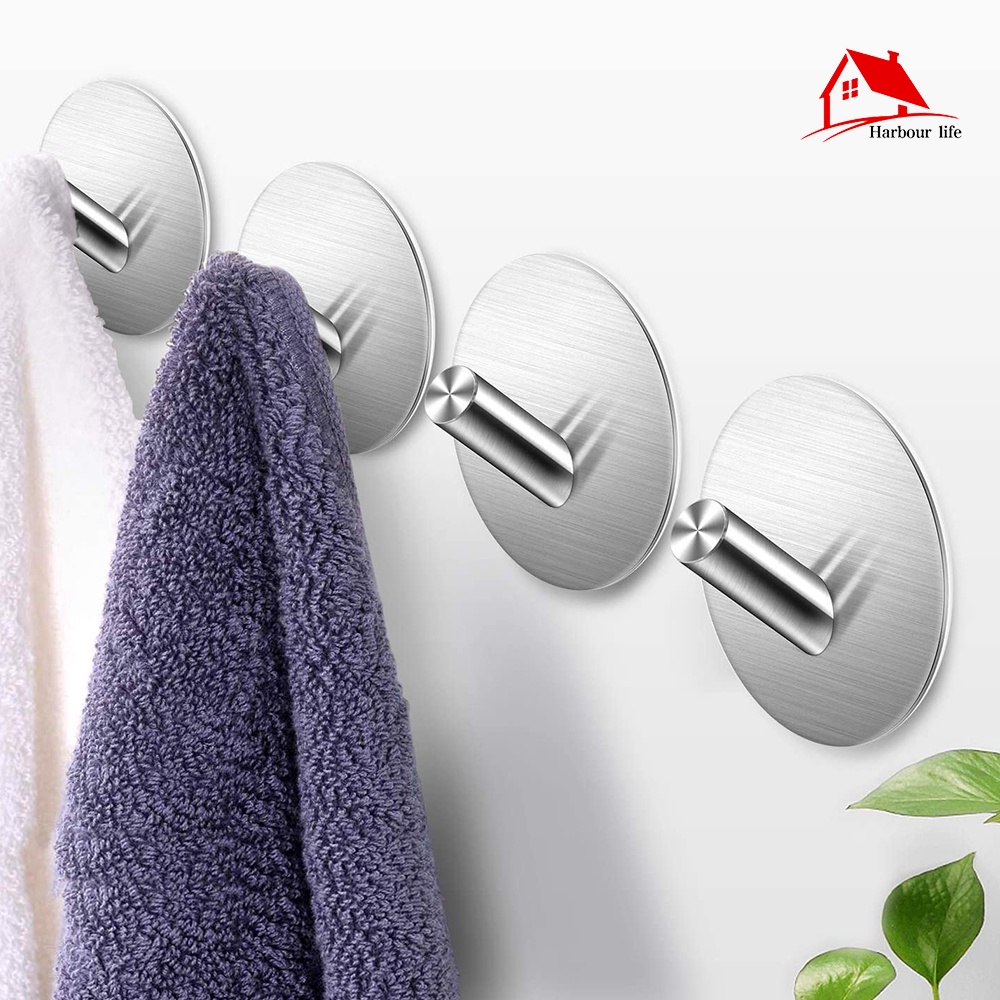 Buy Kienlix Adhesive Hooks Heavy Duty Wall Hooks Waterproof Stainless Steel Hooks For Hanging Coat, Hat, Towel Robe Hook Rack Wall Mount- Bathroom And Bedroom - 4 Pieces Online At Best Prices