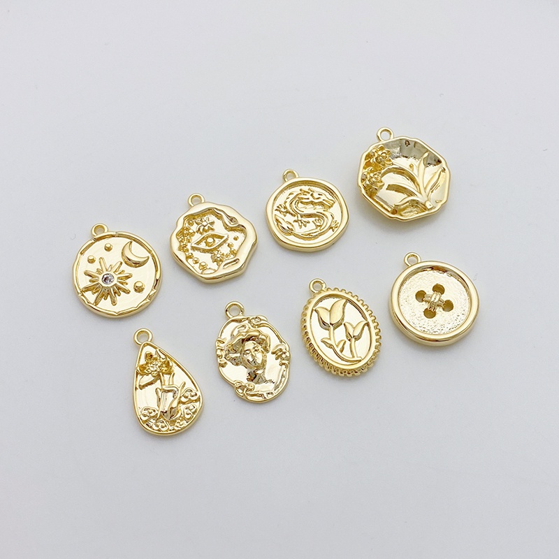 diy diy14K Gold-Packed Color-Preserving Queen Avatar Flower Button ...