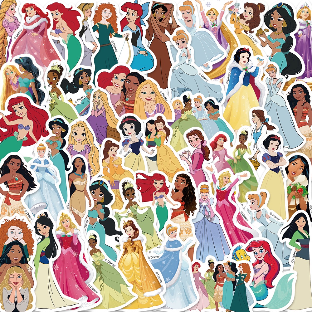 (Authorized) 50 pcs Disney Princesses Collection Cartoon Waterproof PVC ...