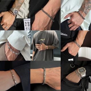 Brown Leather Hip Hop Wristband Mens Bracelet - Fancy & Stylish Punk Golden  Stars Hand Band Wrap for Boys [Adjustable Size]