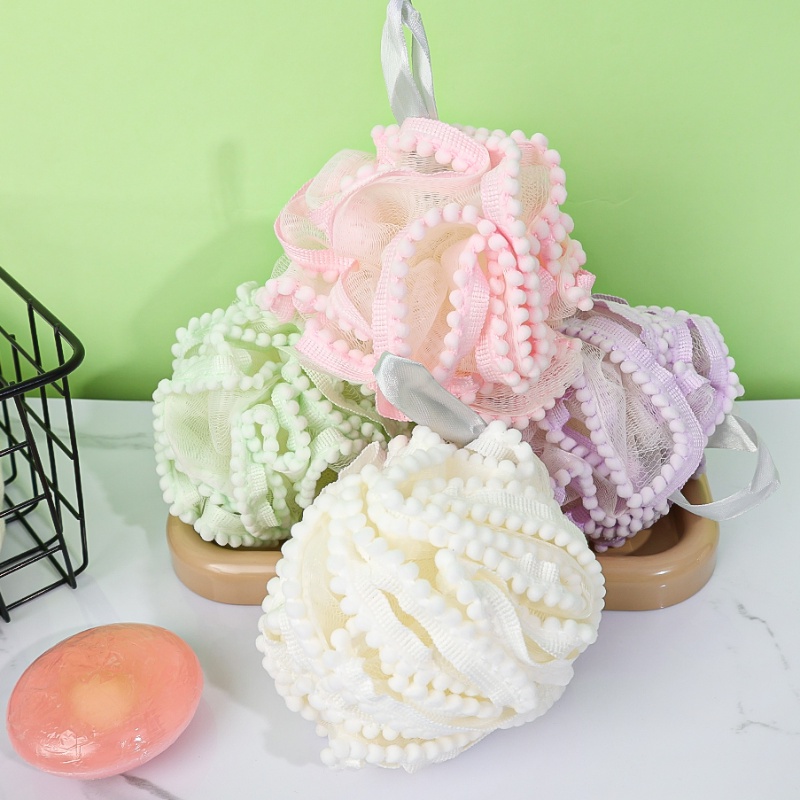 Soft Body Bubbles Sponge Bath Ball / Nylon Scrubber Mesh Net Cleaning ...