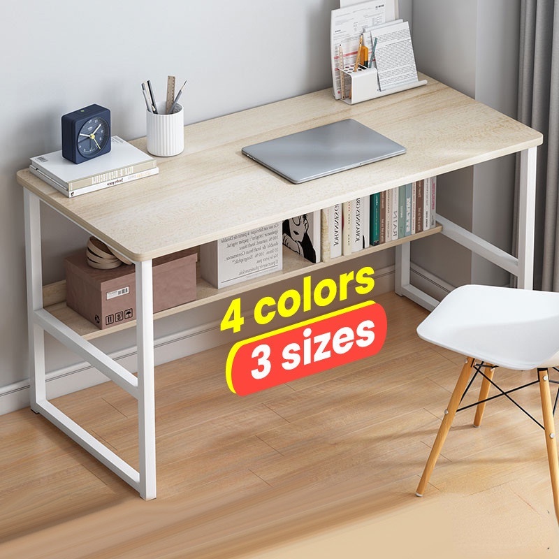 Simple Study Desk With Shelves Modern Study Table With Shelf Computer ...