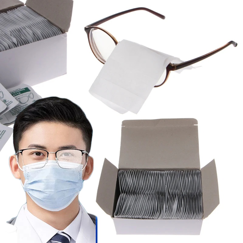 50Pcs/Box AntiFog Wipes for Glasses Antifog Lens Wipe Individually