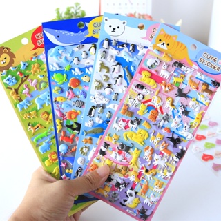Kawaii Cartoon Animals Crystal Decorative 3d Puffy Stickers Cute