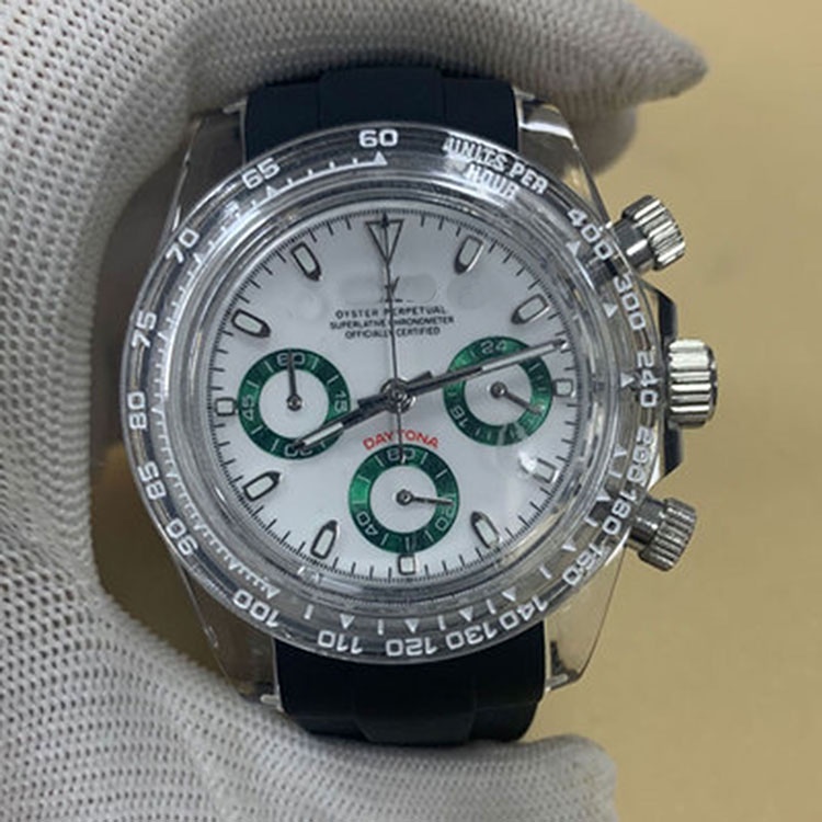 Modified Quartz Watch 40mm Plastic Watch Case Acrylic Mirror Green Luminous with Japanese VK63