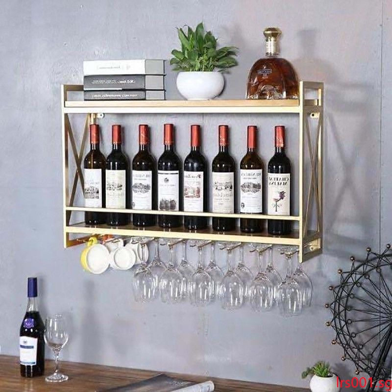 Wine rack wood high-end wall-mounted drink rack storage 2-layer drink ...