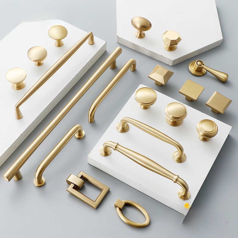 Nordic Brass Handle Cabinet Handle Simple Solid Gold Drawer Knobs And ...