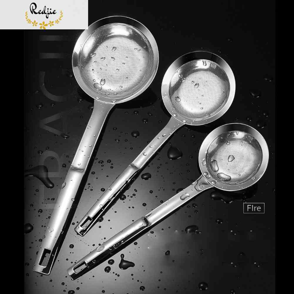 Stainless Steel Oil Strainer Spoon Skimmer Mesh Filter Spoon with Long ...