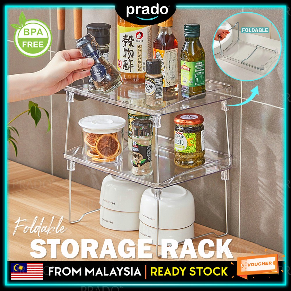 PRADO Foldable Transparent Storage Rack Shelf Book Desktop Acrylic Rack ...