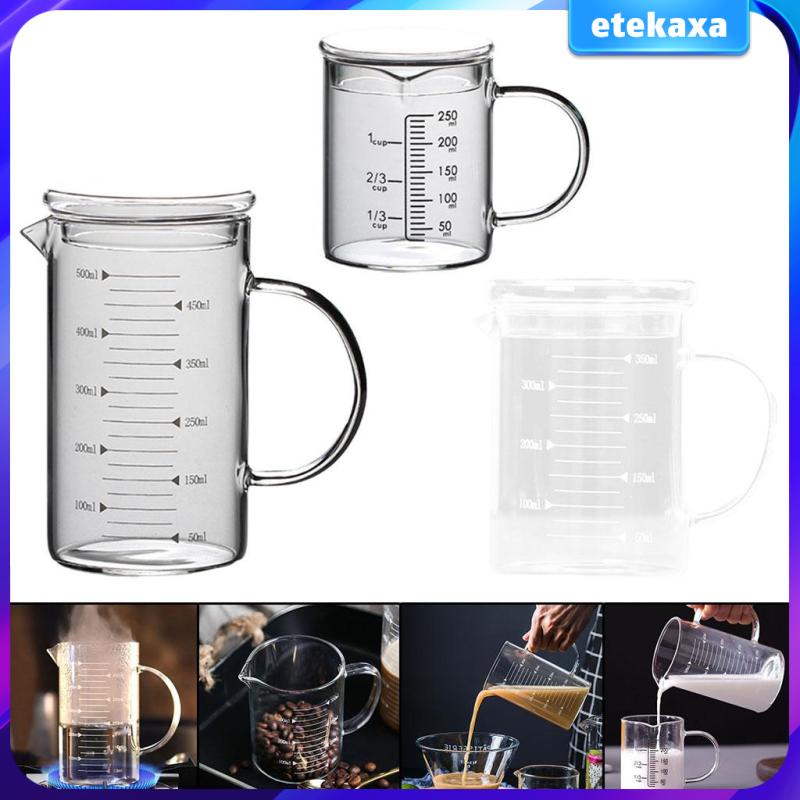 [Etekaxa] High Borosilicate Glass Measuring Cup with Handle VShaped