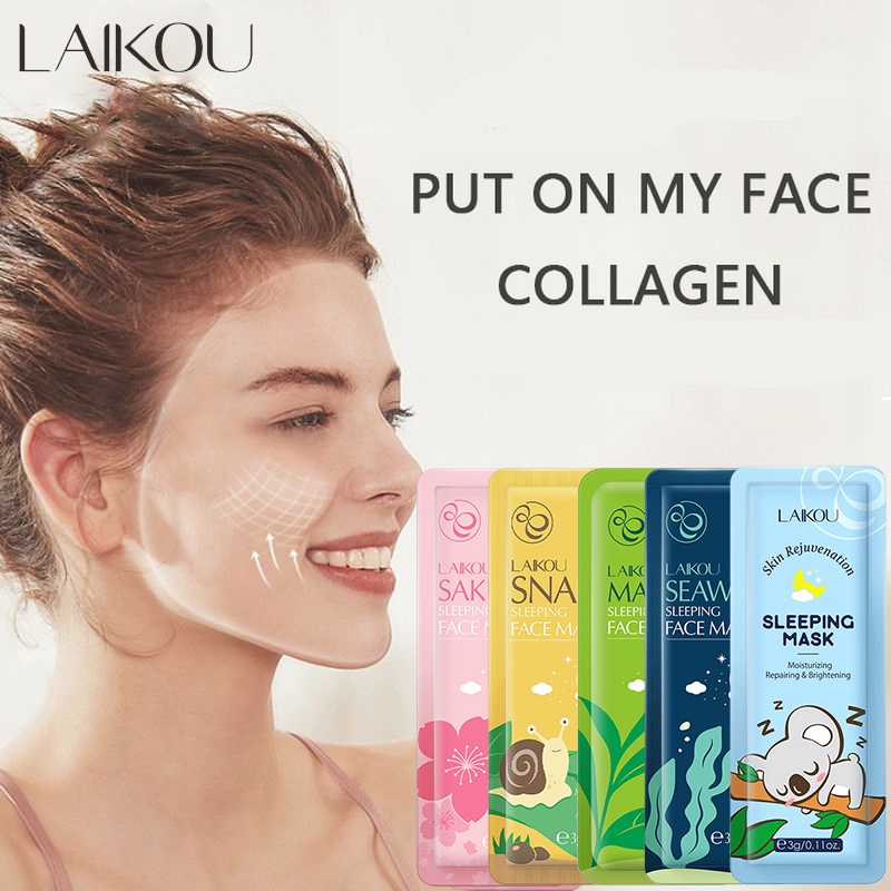 LAIKOU Sakura Seaweed Centella Snail Collagen Sleeping Mask Individual ...