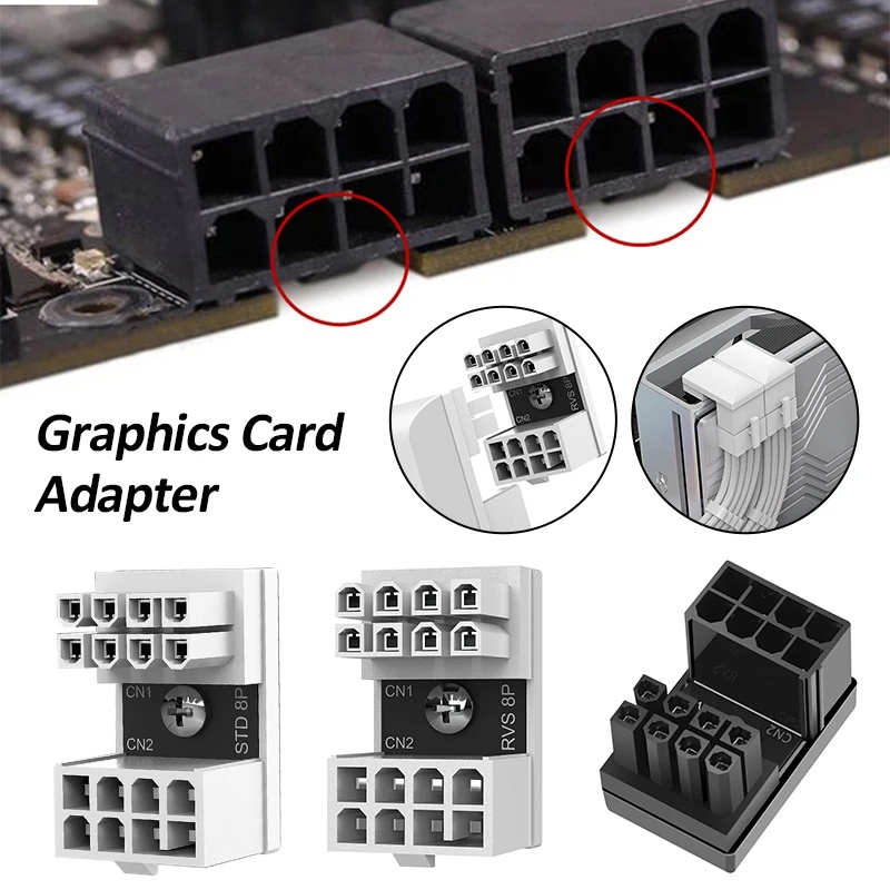 VGA 8Pin Video Card Power Adapter Female to Male 180 Degree UShaped
