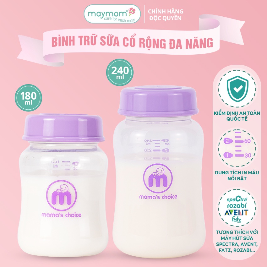 Mama's Choice Wide Neck Milk Storage Bottle, Compatible Spectra, Avent