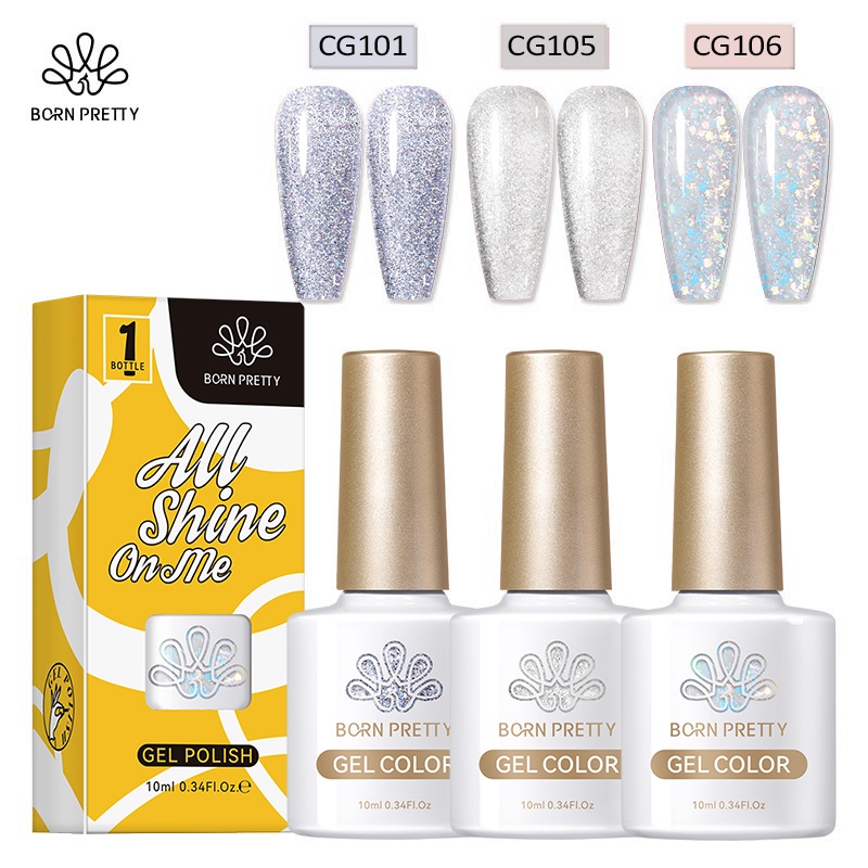BORN PRETTY Glitter White Nude Nail Gel Polish Nail Art Color Gel ...