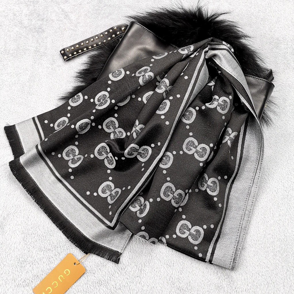 Brand Designer Women Long Scarf G Letters Solid Color Shining Ladies