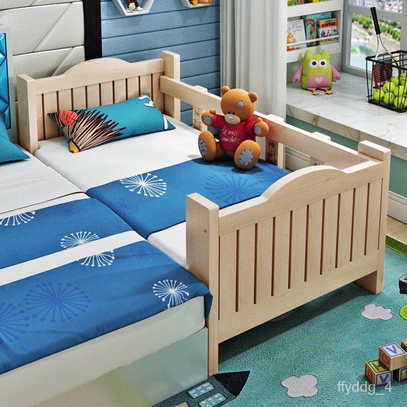 🕌Splicing Bed Solid Wood Children's Bed with Fence Small Bed Baby Bed