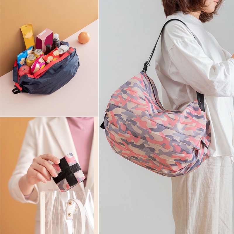 Reusable Grocery Shopping Bag Nylon Tote Bag Camouflage Beach Bag