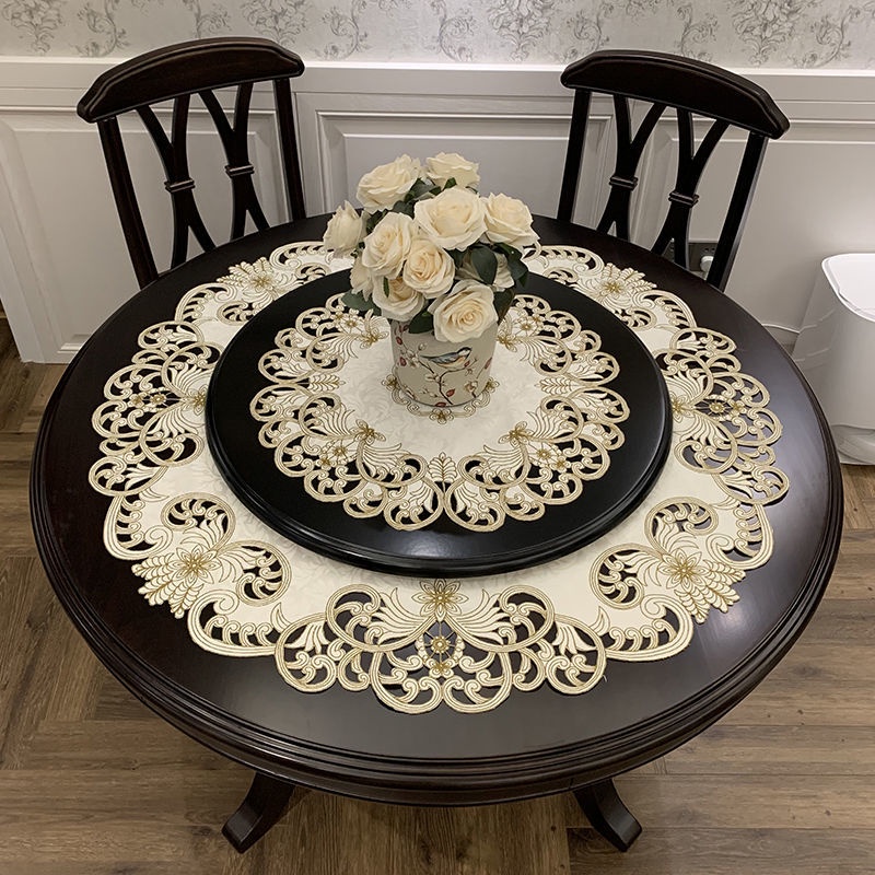 Round table cloth fabric dining table mat new Chinese large round table