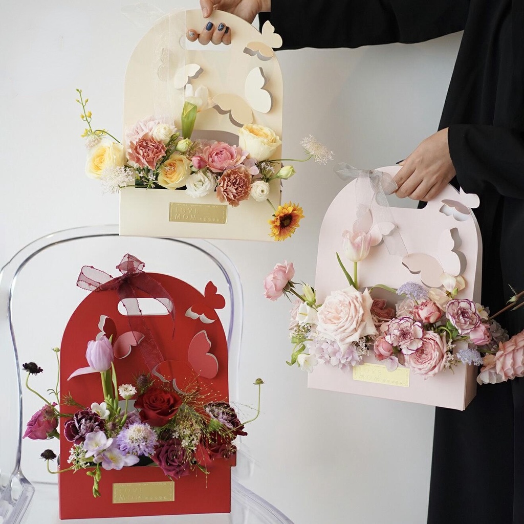 Hand carry butterfly flower box FOLDABLE BEG WITH HANDLE FOR BOUQUET ...