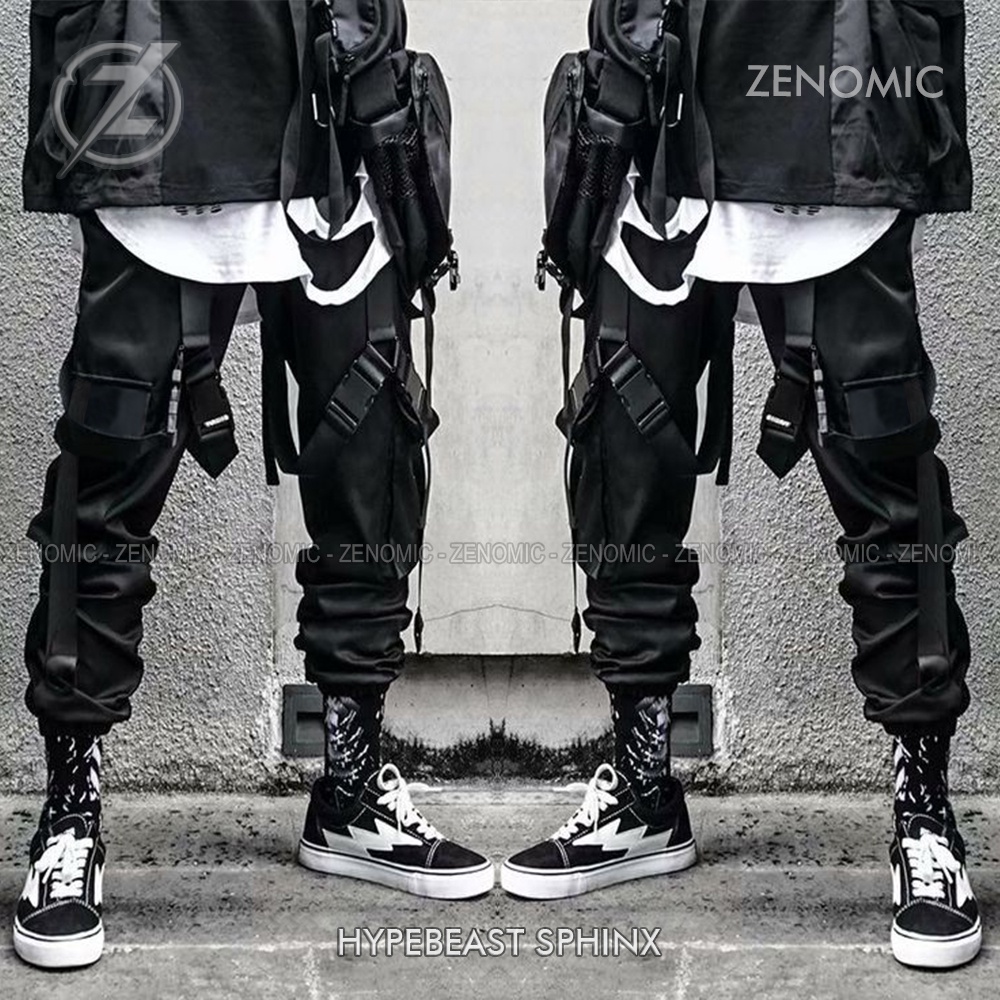 Keren - Hypebeast Sphinx Zenomic Techwear Cyberpunk Black Slim Fit