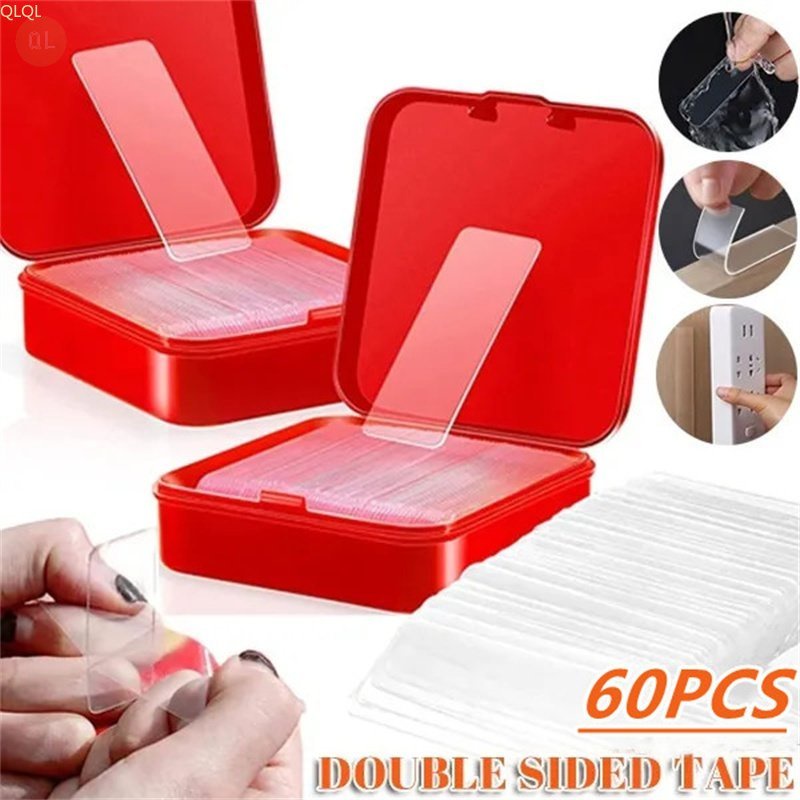 [QLQL] 60pcs Double Sided Adhesive Nano Tape Mounting Fixing Pad Self ...