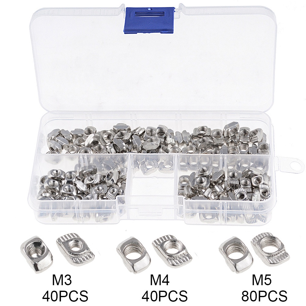 160Pcs T-Nut M3 M4 M5 for 20 Series Aluminum Profile Fittings T-Nut Set ...