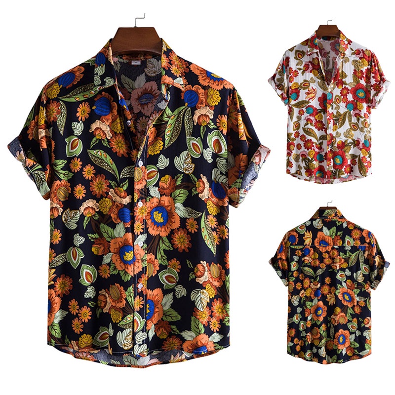 Mens floral shirts deals short sleeve