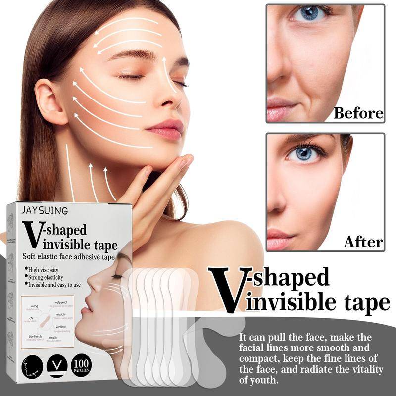 100pcs Face Lift Patch V Shaped Face Chin Shaping Thin Face Stickers Invisible Waterproof Tapes