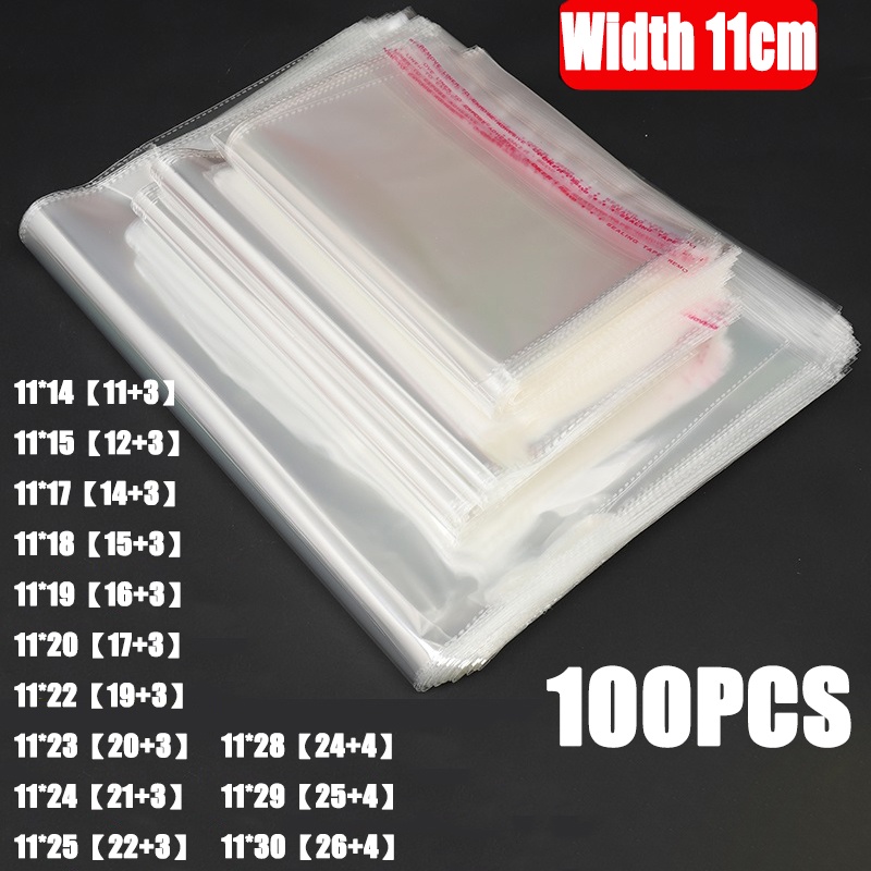 100sheets/bag Width 11cm Clear Apparel Bags Self Seal Plastic Bags