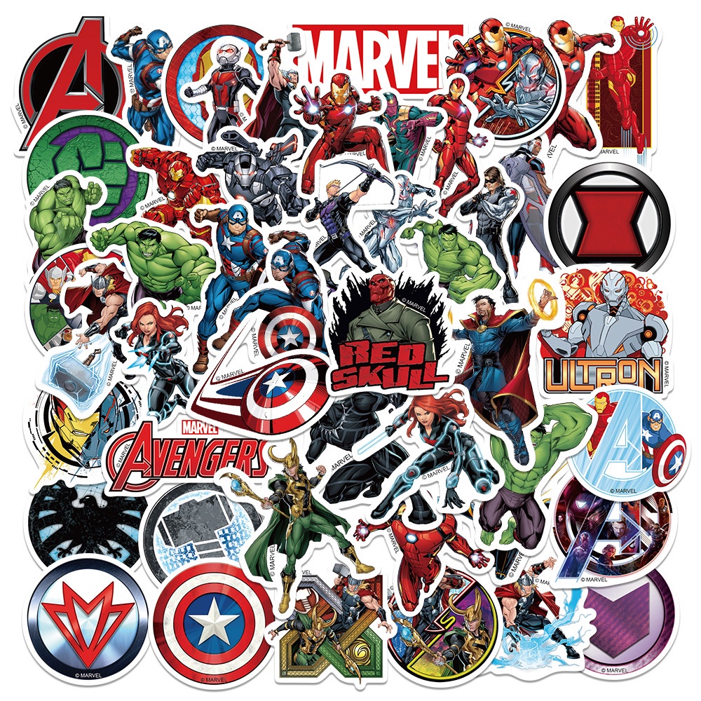 (Authorized) 50 pcs Marvel's The Avengers Cartoon Waterproof PVC ...