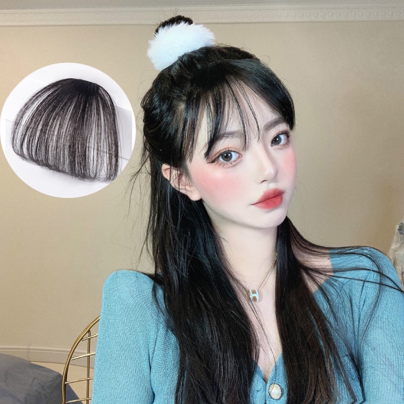 Wig Female Air Bangs Wig Piece Natural Face Trimming with Sideburns