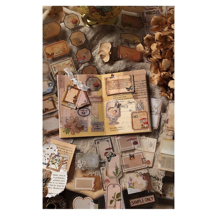 20 pcs Aesthetic Handbook Stickers Vintage Flower Plant Butterfly ...