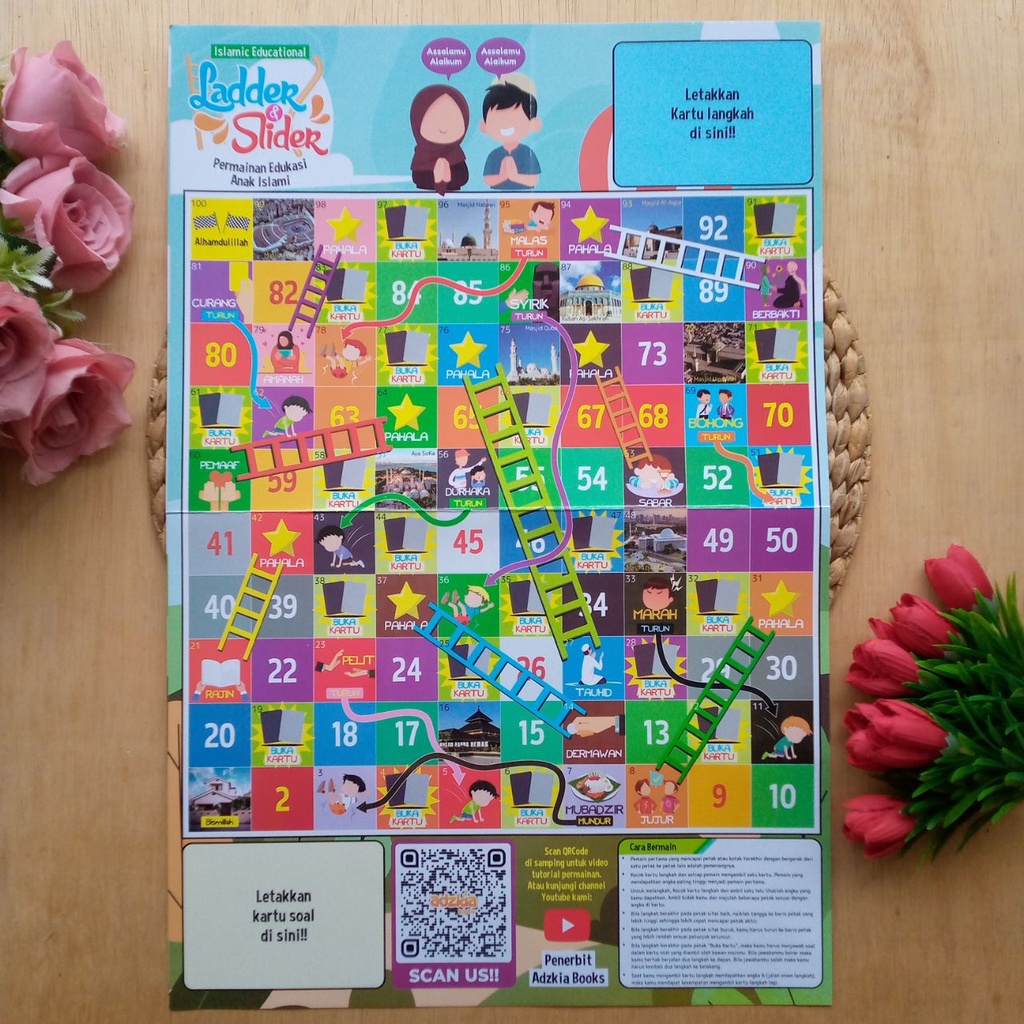 Ladder And Slider Islamic Children's Educational Game Snake Ladder With ...