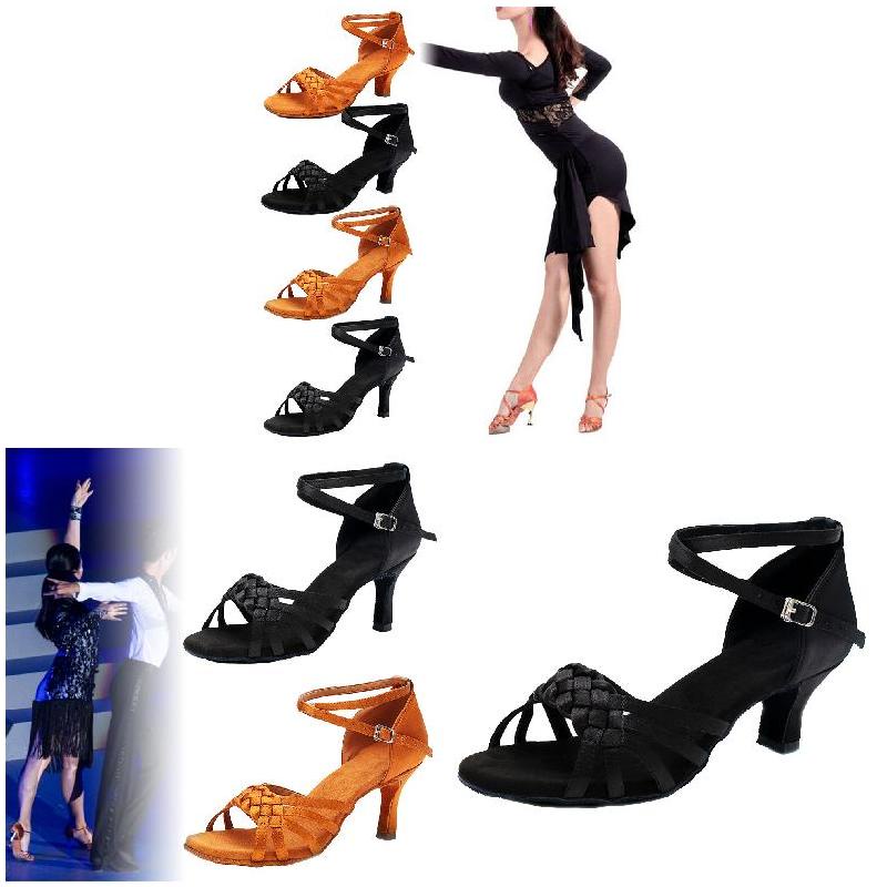 Women Ballroom Tango Soft Dance Shoes High Heeled Latin Dancing Shoes Leather Comfortable Soft Lightweight High Heel