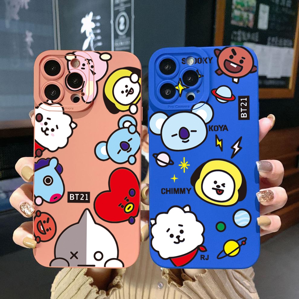 For Samsung Galaxy S23 Ultra S23 A04e A04 4g A14 A34 A54 5g A11 A50 M12 Cartoon Bts Bt21 Square 8480