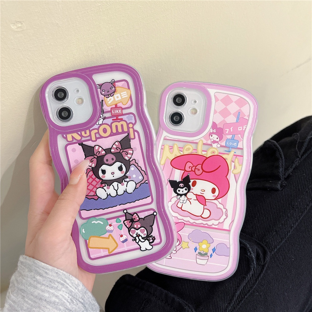 Casing iphone Cute Cartoon Kuromi Cinnamoroll hello kitty pattern Phone case for iphone 11 12 13 14 Pro XS Max XR X Monster camera Soft Tpu Clear Cover Case