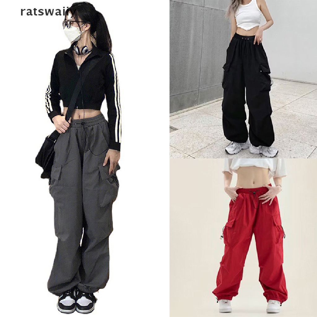 ratswaiiy Women Streetwear Techwear Cargo Korean Harajuku Parachute ...