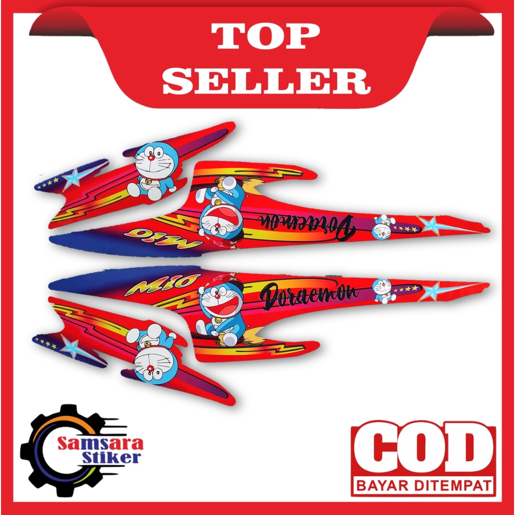 MERAH YAMAHA Motorcycle Stickers Sportyyamaha mio with Red Doraemon ...