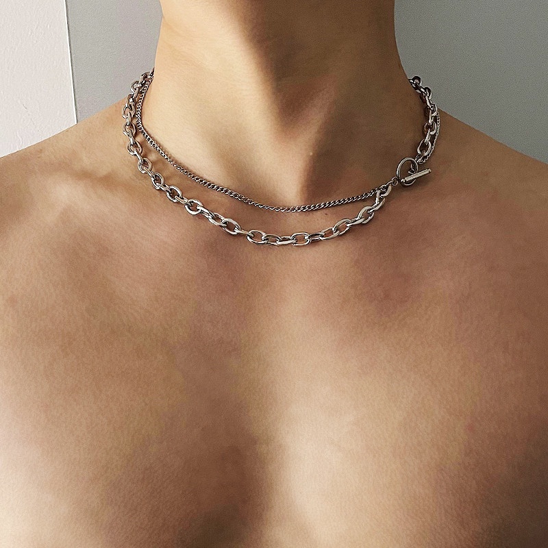 HipHop Titanium Steel Figaro Cuba Chain – Unisex Necklace in Silver Finish main image 0