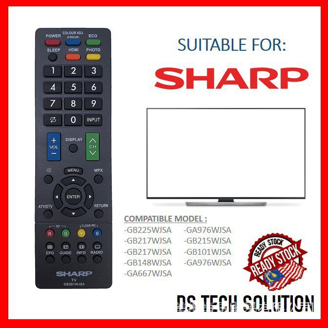 Sharp LED TV Remote Control Replacement Gb291wjsa Gb225wjsa Ga276wjsa