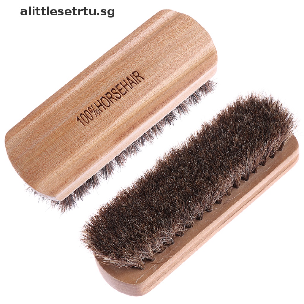 alittlesetrtu Horsehair Shoe Brush Polish Natural Leather Real Horse