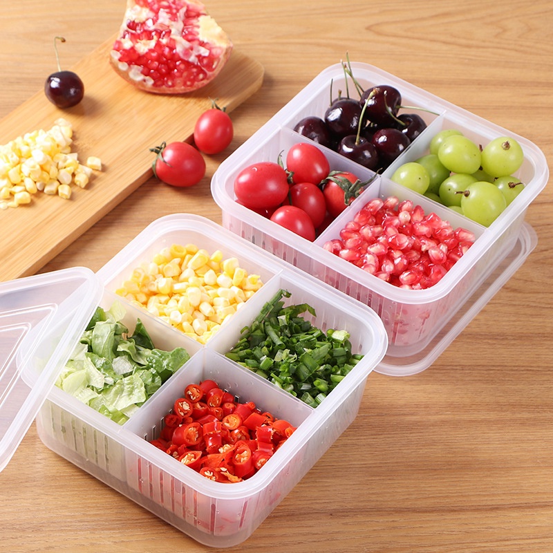 Refrigerator Divided Container for Green Onion Garlic Plastic Sealed ...