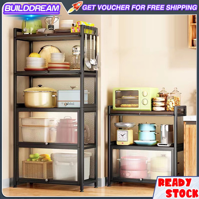 Upgrade Thickened Metal Kitchen Storage Rack With Translucent