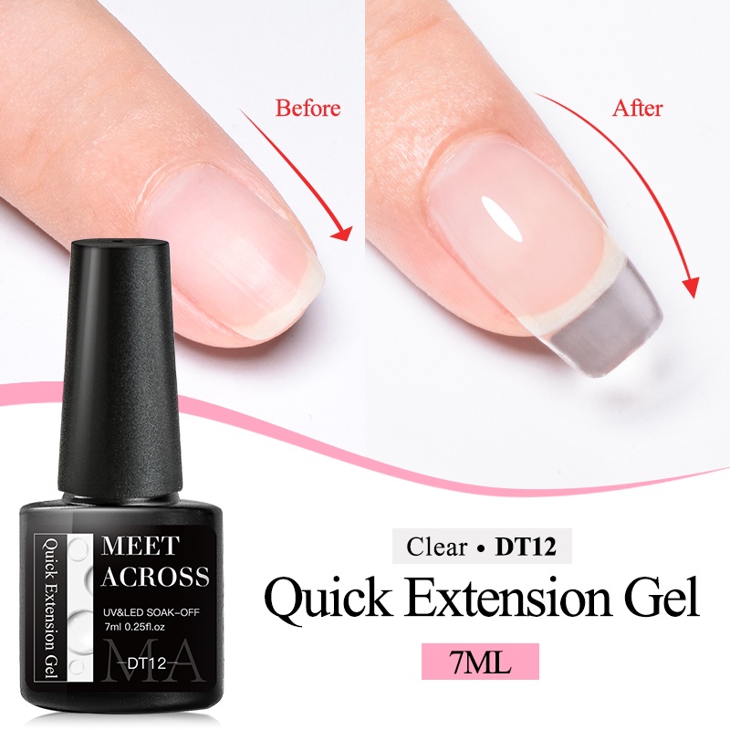 MEET ACROSS 7ml Quick Extension Nail Gel Polish Clear Pink Nail Tips