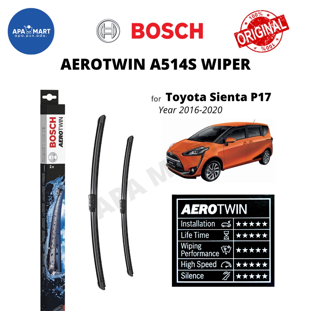 Bosch Aerotwin A514S Wiper Set for Toyota Sienta (Year 20162020) (26"/13") Shopee Singapore
