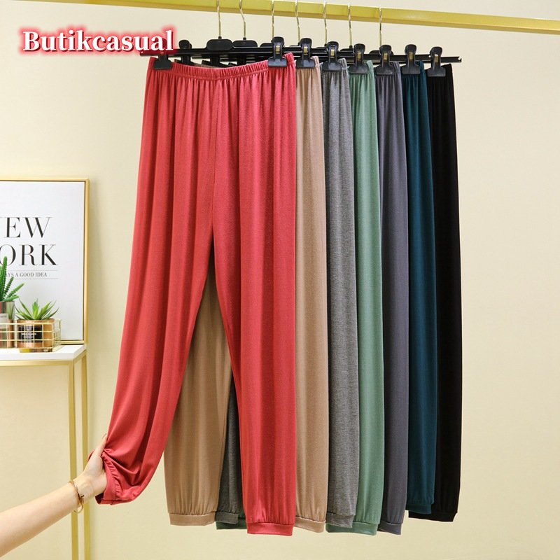 Women Modal Cotton pant Summer plain casual pants Loose harem ...