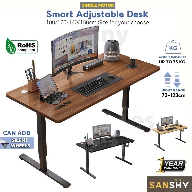 SANSHY 100cm Height Adjustable Electric Standing Office Table Ergonomic ...