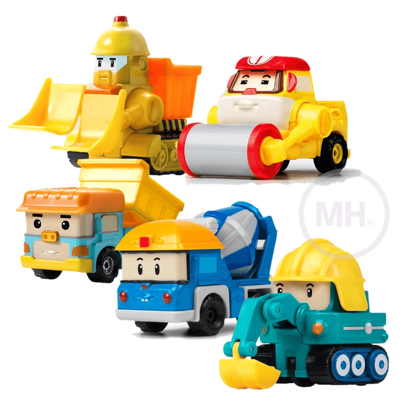 Robocar Poli Die-Cast Heavy Equipment Series 5 Types / Mini Car Toys ...