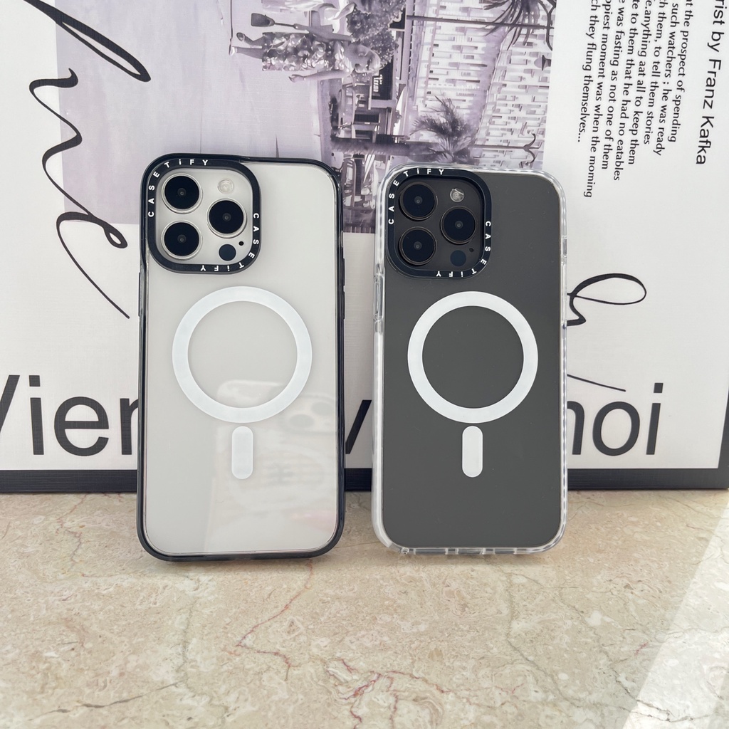 【Black and white】Casetify Magnetic absorption High Quality Acrylic Phone Case for  iPhone 14 Pro Max 13 13 Pro Max 11 Pro Max 14 14Pro 12 12Pro 12 Pro max 13Pro The same star