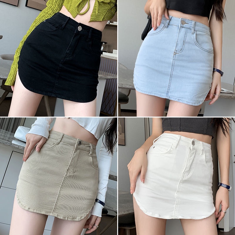 Elastic waist denim outlet skirt new look